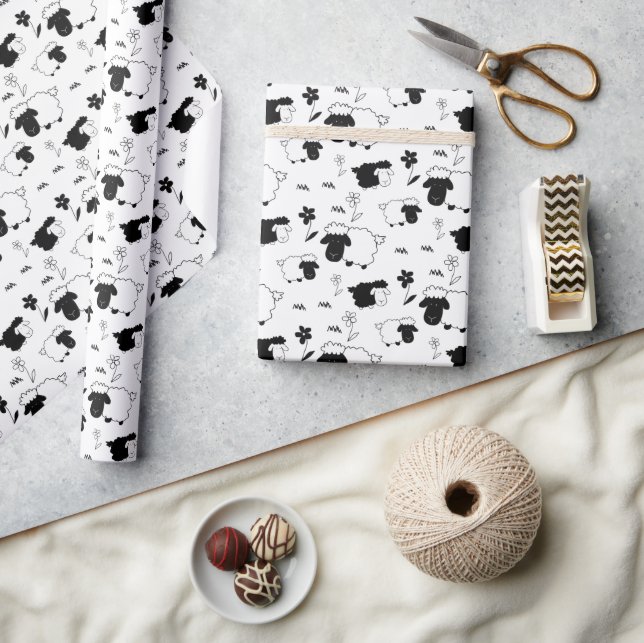Papel De Regalo Cuidados Ilustraciones Negro Y Blanco (Artesanía)