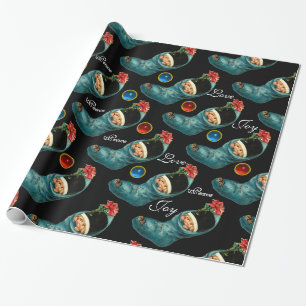 Papel De Regalo Cuidados Navidades alzándose, pequeño niño, flor r