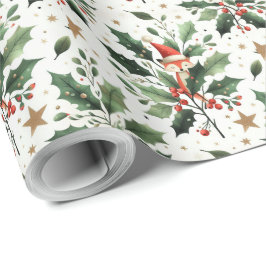 Papel De Regalo Cuidados Navidades esponjosos Santa Fox Wreath