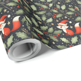 Papel De Regalo Cuidados Navidades esponjosos Santa Fox Wreath