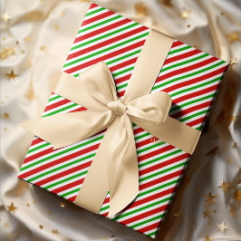 Papel De Regalo Cuidados Navidades Rojo Verde Tiras Blancas Dorada