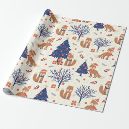 Papel De Regalo Cuidados Regalos de Árbol de Navidad Estrellas Fox