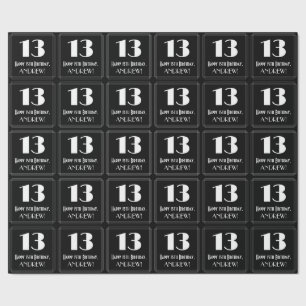 Papel De Regalo Cumpleaños 13 - Estilo Art Déco Inspirado "13", No