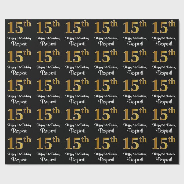 Papel De Regalo Cumpleaños 15: Elegante Lujo Faux Gold Look # (Superficie plana)