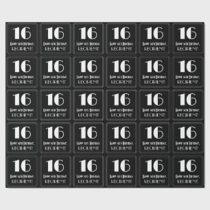 Papel De Regalo Cumpleaños 16 - Estilo Art Déco Inspirado "16", 
