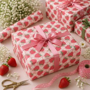 Papel De Regalo Cumpleaños 1 de Fresa Dulce