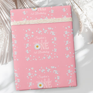 Papel De Regalo Cumpleaños 1 de Pink Daisy Wild One