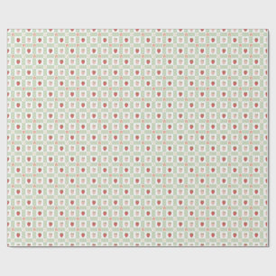 Papel De Regalo Cumpleaños 1 pastel de gingham de fresa verde