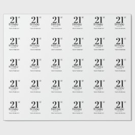 Papel De Regalo cumpleaños 21 nombre en negrita fecha hombre chico