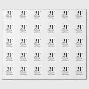 Papel De Regalo cumpleaños 21 nombre en negrita fecha hombre chico