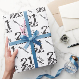 Papel De Regalo Cumpleaños 21 personalizado - 21 rocas