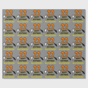 Papel De Regalo Cumpleaños 22: Tema de Halloween, nombre personal