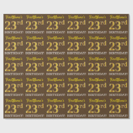 Papel De Regalo Cumpleaños "23" de imitación de oro Brown