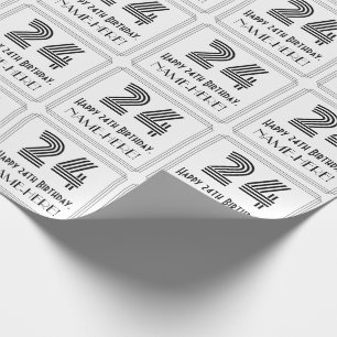 Papel De Regalo Cumpleaños 24: Estilo inspirado en Art Deco "24" +