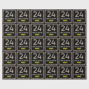 Papel De Regalo Cumpleaños 24: Flores Florales Número, Nombre Pers