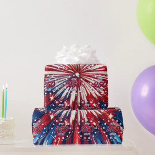 Papel De Regalo Cumpleaños 250 de América 1776-2026 Fuegos Artific