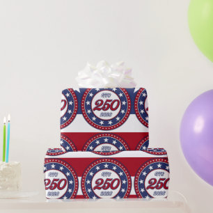 Papel De Regalo Cumpleaños 250 de América con bandera de EE. UU.