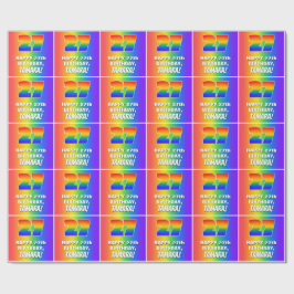 Papel De Regalo Cumpleaños 27: Colorido, divertido patrón arcoiris