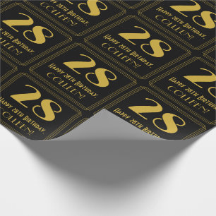 Papel De Regalo Cumpleaños 28 ~ Estilo Inspirado en Art Deco "28",