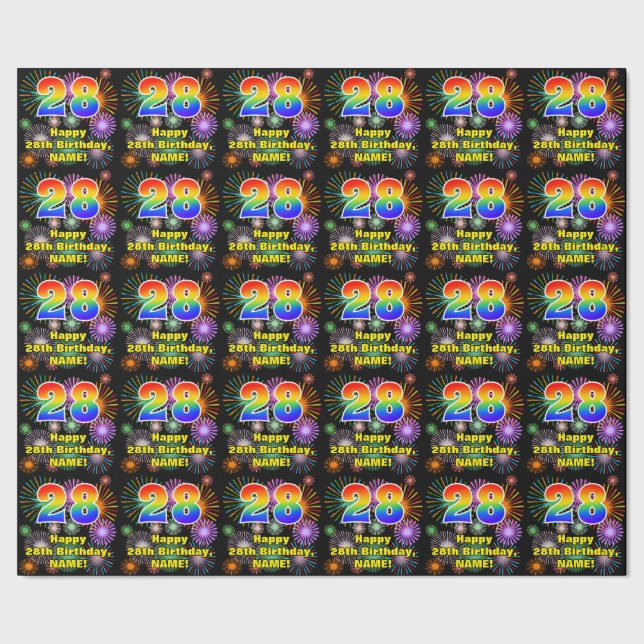 Papel De Regalo Cumpleaños 28: Fuegos artificiales divertidos, asp (Costura)