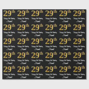Papel De Regalo Cumpleaños 29: Elegante Lujo Faux Gold Look #