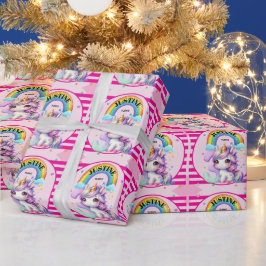 Papel De Regalo Cumpleaños 3º arcoíris y unicornio lindo