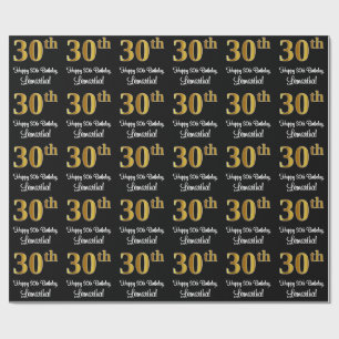 Papel De Regalo Cumpleaños 30: Elegante Lujo Faux Gold Look #