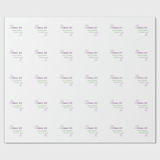 Papel De Regalo cumpleaños 30 nombre vino vidrio púrpura verde 