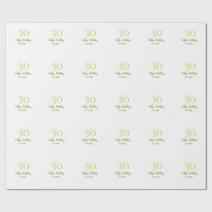 PAPEL DE REGALO CUMPLEAÑOS 30 VERDE DORADO PASTEL RETRO A MANO 