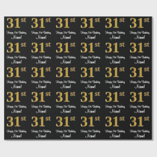Papel De Regalo Cumpleaños 31: Elegante Lujo Faux Gold Look #