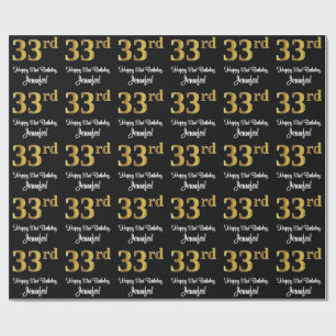 Papel De Regalo Cumpleaños 33: Elegante Lujo Faux Gold Look #