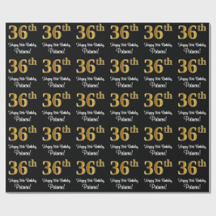 Papel De Regalo Cumpleaños 36: Elegante Lujo Faux Gold Look #