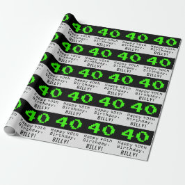 Papel De Regalo Cumpleaños 40 - Estilo friki / geek "40" y nombre