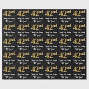 Papel De Regalo Cumpleaños 42: Elegante Lujo Faux Gold Look #