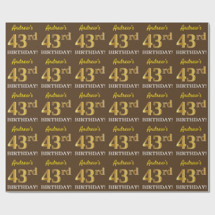 Papel De Regalo Cumpleaños "43" de imitación de oro marrón