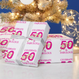 Papel De Regalo Cumpleaños 50 Nombre Personalizado 50 y Fabuloso 