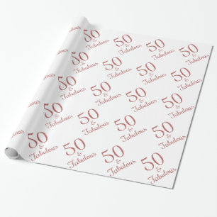 Papel De Regalo Cumpleaños 50 y fabuloso con brillo de oro rosa