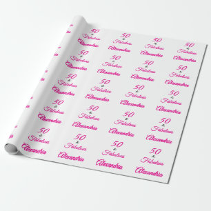 Papel De Regalo Cumpleaños 50 y fabuloso rosa y negro