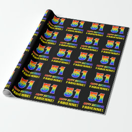Papel De Regalo Cumpleaños 51: Negrita, Divertido, Simple, Arcoíri