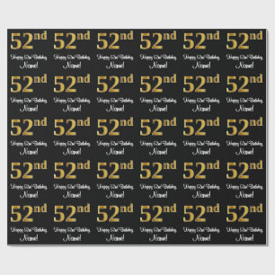 Papel De Regalo Cumpleaños 52: Elegante Lujo Faux Gold Look #