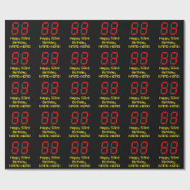 Papel De Regalo Cumpleaños 53: Estilo reloj digital rojo "53" + No
