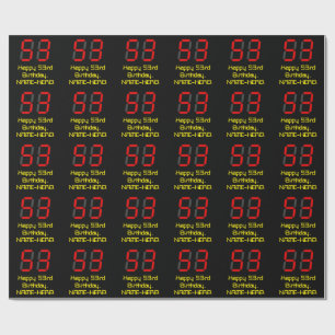 Papel De Regalo Cumpleaños 53: Estilo reloj digital rojo "53" + No