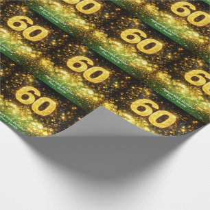 Papel De Regalo Cumpleaños 60 dorado con brillo