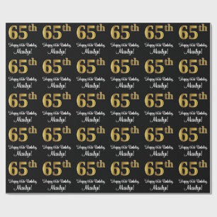 Papel De Regalo Cumpleaños 65: Elegante Lujo Faux Gold Look #