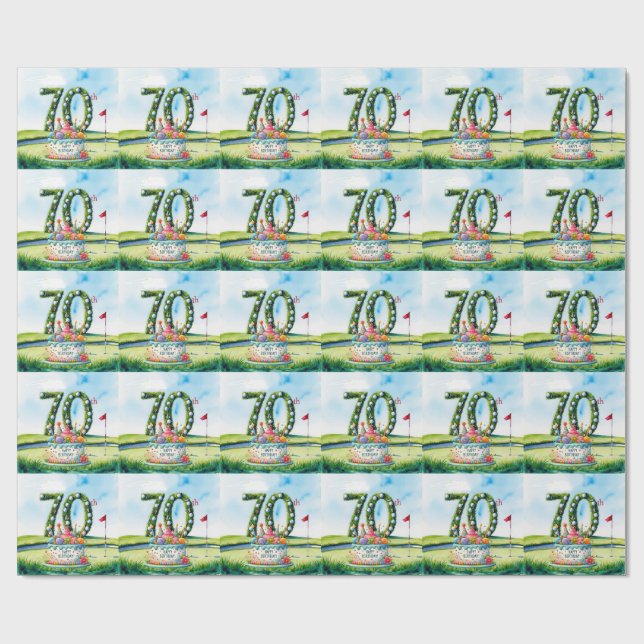 Papel De Regalo Cumpleaños 70 de golfista  (Superficie plana)