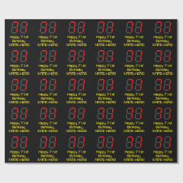 Papel De Regalo Cumpleaños 71: Estilo reloj digital rojo "71" + No