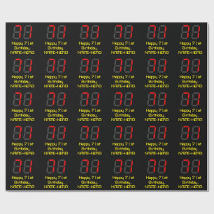 Papel De Regalo Cumpleaños 71: Estilo reloj digital rojo "71" + No