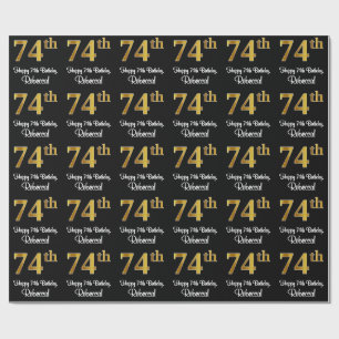 Papel De Regalo Cumpleaños 74: Elegante Lujo Faux Gold Look #