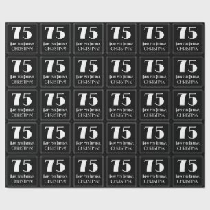 Papel De Regalo Cumpleaños 75 - Estilo Art Déco "75", Nombre