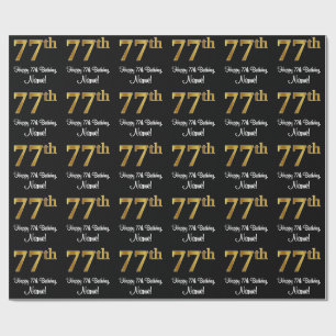 Papel De Regalo Cumpleaños 77: Elegante Lujo Faux Gold Look #